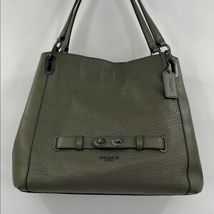 Coach Blake F35359 Olive Green Pebbled Leather Shoulder Bag